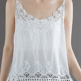 Solid color hollow embroidered camisole