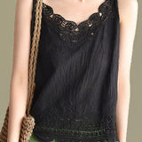 Solid color hollow embroidered camisole