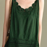 Solid color hollow embroidered camisole