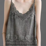 Solid color hollow embroidered camisole