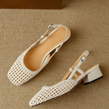 Woven hollow toe sandals