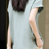 Drop shoulder color block faux two-piece T-shirt