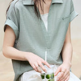 Drop shoulder color block faux two-piece T-shirt