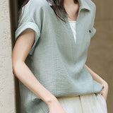 Drop shoulder color block faux two-piece T-shirt