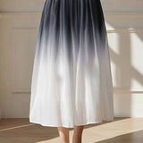 Gradient ruched midi skirt
