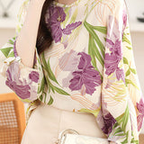 Round neck printed drop shoulder shirt