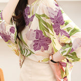 Round neck printed drop shoulder shirt