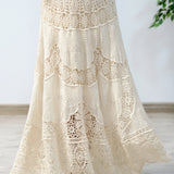 Crochet lace hollow midi skirt