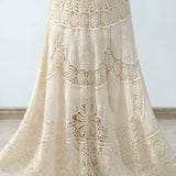 Crochet lace hollow midi skirt