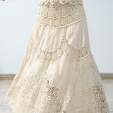 Crochet lace hollow midi skirt