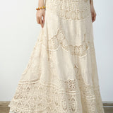 Crochet lace hollow midi skirt