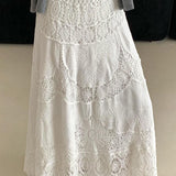 Crochet lace hollow midi skirt