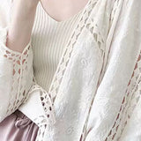 Ethnic style hollow batwing sun protection cover-up