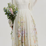 Printed camisole waist-defining dress