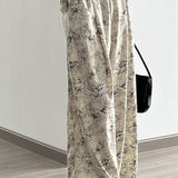 Ink wash printed wide-leg pants