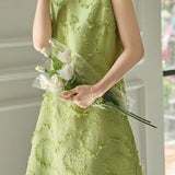 Solid color sleeveless fringe dress