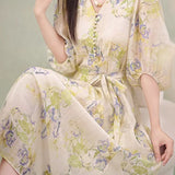 V-neck floral print dress
