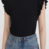 French ruffled knit top