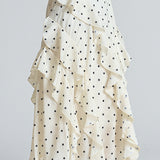 Polka Dot Irregular Ruffled A-Line Skirt