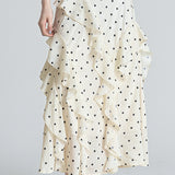 Polka Dot Irregular Ruffled A-Line Skirt