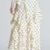 Polka Dot Irregular Ruffled A-Line Skirt