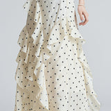 Polka Dot Irregular Ruffled A-Line Skirt