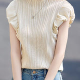 Versatile Cap Sleeve Puff Sleeve Knit Top