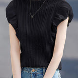 Versatile Cap Sleeve Puff Sleeve Knit Top