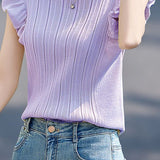 Versatile Cap Sleeve Puff Sleeve Knit Top