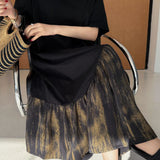 Oversized color-block short-sleeve dress
