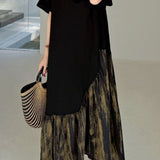 Oversized color-block short-sleeve dress