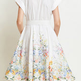 Vintage printed button-up dress with belt