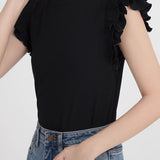 French ruffled knit top