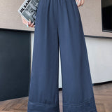 Lace ruffle edge solid color trousers