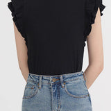 French ruffled knit top