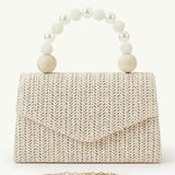 Woven beaded pearl handbag