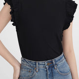 French ruffled knit top