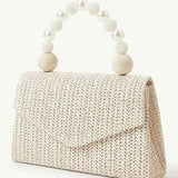 Woven beaded pearl handbag