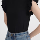 French ruffled knit top