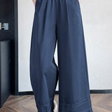 Lace ruffle edge solid color trousers