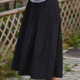 Ruffle edge solid color pleated skirt