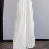 Lace ruffle edge solid color trousers