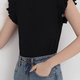 French ruffled knit top