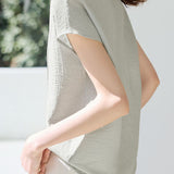 Round neck tie detail raglan sleeve shirt