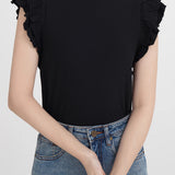 French ruffled knit top