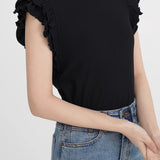 French ruffled knit top
