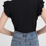 French ruffled knit top