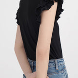 French ruffled knit top