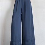 Lace ruffle edge solid color trousers