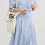 Striped shirt with pleated dress